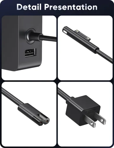 Vista 8 de Cargador Microsoft Surface Pro para 65W Windows Surface Charger 11,10,9,8,7+,7,6,5,4,3,X.Surface Laptop 6,5,4,3,2,1, Surface Go 3,2,1, Tablet