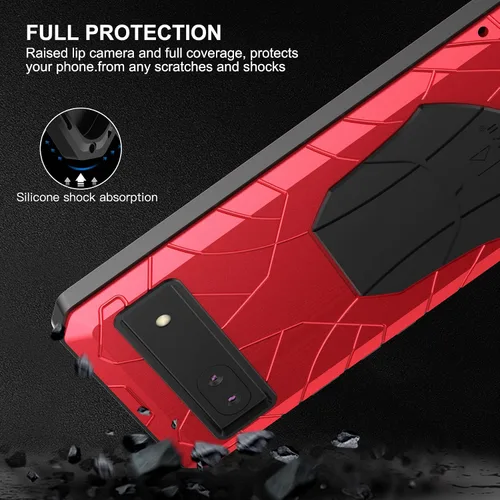 Vista 6 de Feitenn Funda de metal para Pixel 6A 5G, funda protectora resistente para Pixel 6A, funda protectora de silicona dura de silicona resistente a