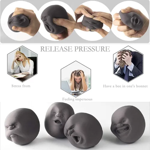 Vista 4 de Pelotas Divertidas con Caras de Emociones Humanas - Pelotas Antiestrés para Apretar para Niños y Adultos, Juguetes Sensoriales para Autismo