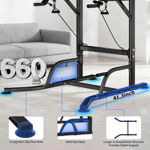 Vista 7 de Pull Up Tower Dip Station, Adjustable Free Standing Pull Up Bar, Multi-Function Power Tower for Home Gym Workout and Strength Training