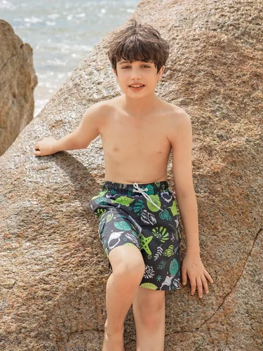 Vista 3 de Traje de baño para niños con UPF 50+ para niños, pantalones cortos de secado rápido, traje de baño para adolescentes, tallas de 7 a 14 años