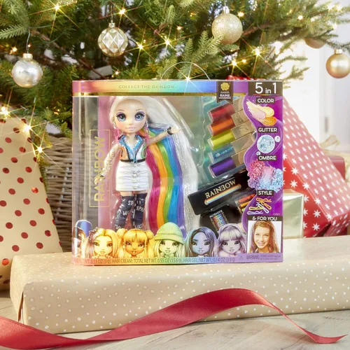 Vista 2 de Rainbow High Hair Studio - Crea cabello arcoíris con muñeca exclusiva, extra largo, color de cabello lavable y ropa completa y accesorios