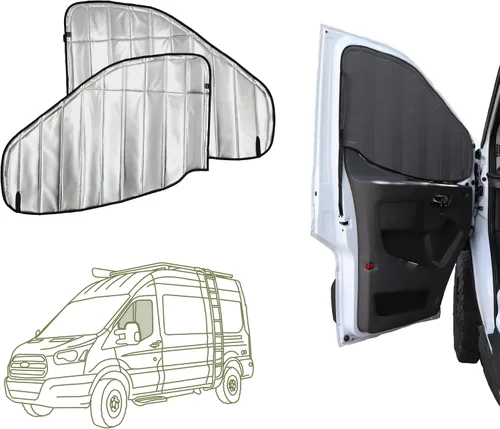 Vista 12 de Cubierta opaca aislante para ventana diseñada para Ford Transit alto/medio, borde de plástico completo de 130 pulgadas de longitud, ventana trasera
