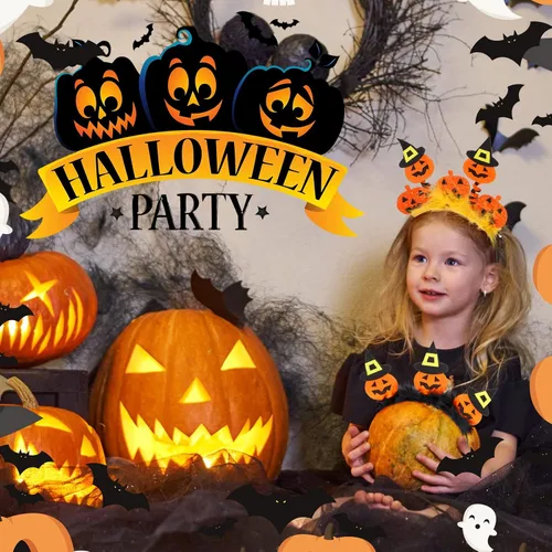 Vista 2 de Yexiya 6 diademas de calabaza de Halloween, sombrero de calabaza, diadema de vestir para mujeres, adultos, niños, suministros de fiesta de disfraces