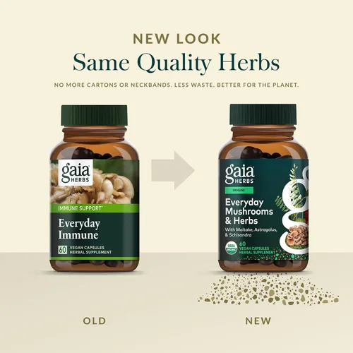 Vista 6 de Gaia Herbs Suplemento de apoyo inmunológico diario de hongos y hierbas para ayudar al bienestar general* - con curcumina de cúrcuma, astrágalo