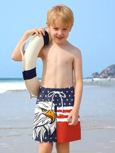 Vista 5 de BesserBay Traje de baño elástico de compresión con cordón para niños, de secado rápido, con bolsillos, de 4 a 12 años