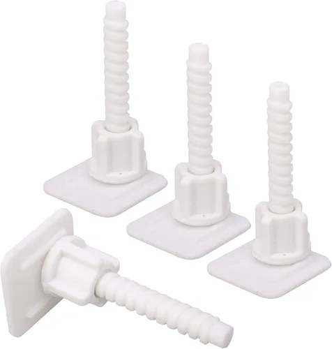 Vista 6 de 2 pares de tornillos de asiento de bisagra de plástico para asiento de inodoro de montaje superior resistente blanco