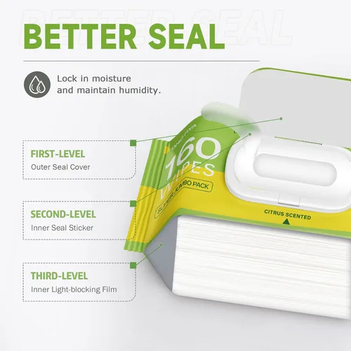 Vista 6 de CPAP - Toallitas para máscara con aroma a cítricos, paquete súper jumbo de 160 unidades, extra grandes y húmedas, sin pelusas, sin alcohol, seguras