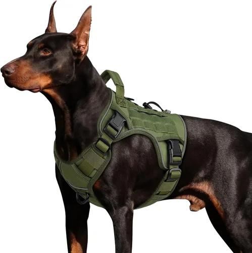 Vista 17 de WINGOIN Arnés táctico negro para perros pequeños, arnés resistente sin tirones con asa, arnés militar reflectante ajustable K9 para mascotas