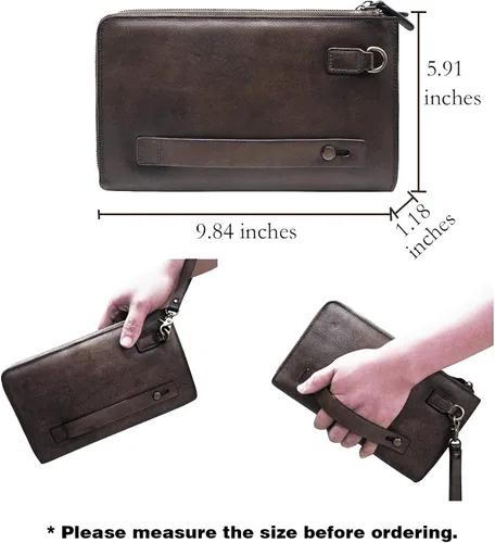 Vista 7 de Bolso de mano de mano para hombre de cuero genuino carteras bolso de lujo monederos