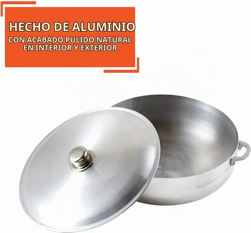 Vista 3 de IMUSA Caldero tradicional de aluminio pulido (horno holandés) con tapa, 6.9 cuartos, aluminio pulido