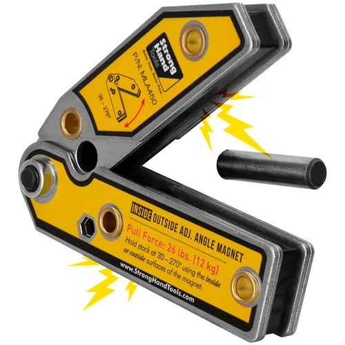 Vista 7 de Strong Hand Tools MLA600 - Cuadrado magnético ajustable para soldadura, imanes interiores/exteriores, pasador de ajuste de ángulo, fuerza