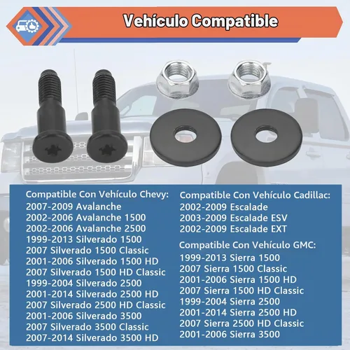 Vista 3 de Perno delantero para puerta trasera para Chevy Cadilac GMC 1999-2014