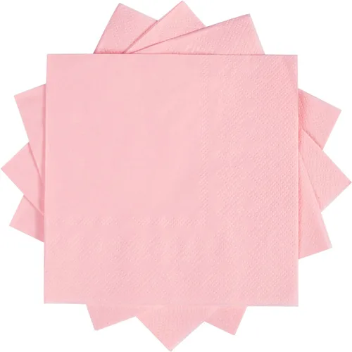 Vista 4 de 100 paquetes de servilletas de cóctel de 2 capas, servilletas de postre plegadas de 5 x 5 pulgadas, servilletas desechables para cena, boda, Rosa