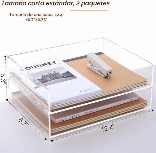 Vista 3 de HeZone - Bandeja organizadora de papel de 2 niveles, organizador