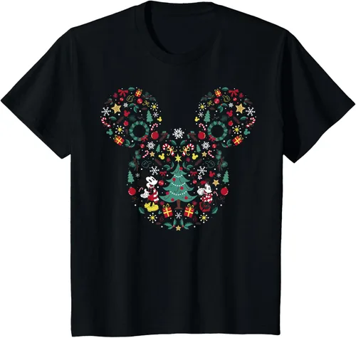 Vista 36 de Disney Mickey y Minnie Mashup Navideño Camiseta de Manga Corta Negro