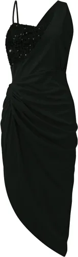 Vista 5 de YUTANRAL Vestidos ajustados de verano 2023 para mujer, sexy, de un hombro, de satén, fruncido, con abertura, para club, cóctel, vestidos formales