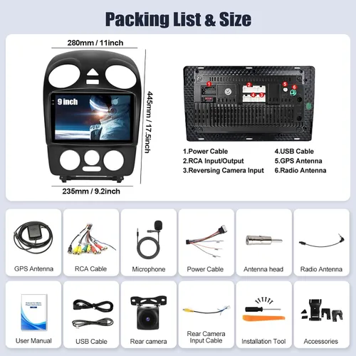 Vista 8 de SIXWIN Android 13 6G+128G Estéreo de coche para Beetle 2004-2010 9 pulgadas pantalla táctil radio coche con CarPlay Android Auto Bluetooth