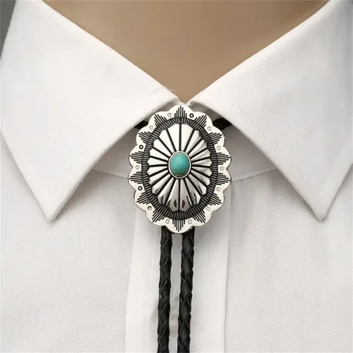 Vista 41 de Jeilwiy Corbata de bolo para hombre, corbata de vaquero occidental, collar de corbata de bolo dorado, corbata de cuero, corbata de Halloween