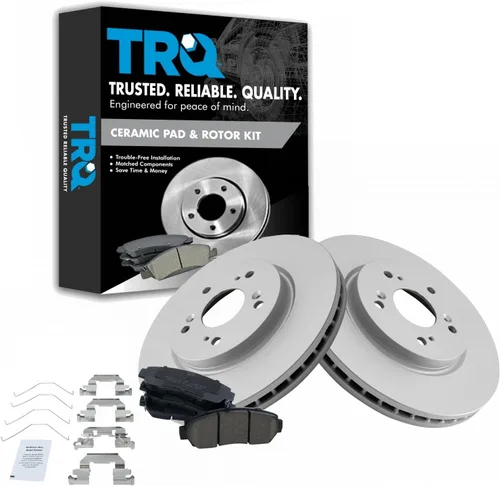 Vista 96 de TRQ Juego de pastillas de freno delantero y rotores con revestimiento de cerámica compatible con Jeep Compass Patriot 2017
