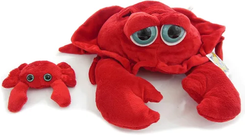 Vista 5 de The Petting Zoo Peluche de cangrejo mamá y bebé, regalos para niños, animales del océano Pocketz, juguete de peluche de cangrejo de 14 pulgadas
