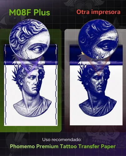 Vista 8 de Phomemo M08F Plus - Impresora de plantillas de tatuaje con pantalla táctil, Bluetooth, térmica with 10Pcs Premium Transfer Paper, Compatible with