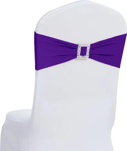 Vista 9 de Joccun 30 PCS Bandas de Spandex para Sillas con Lazos, Banda Elástica de Cubierta de Silla con Hebilla Deslizante, Lazos Elásticos Universales