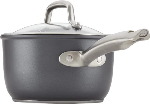 Vista 14 de Anolon Accolade - Juego de ollas y sartenes antiadherentes anodizadas forjadas, juego de utensilios de cocina de inducción, 12 piezas, gris piedra