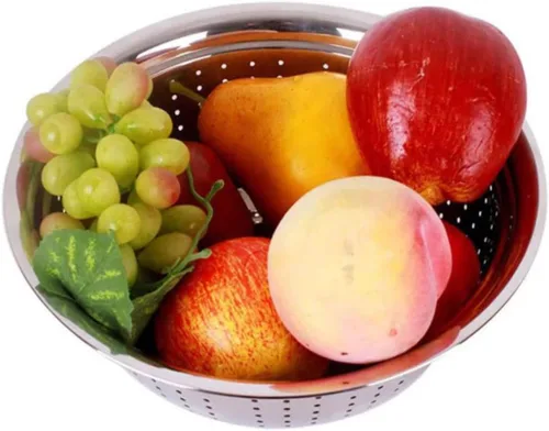 Vista 8 de 1 colador de metal y lavado de ensaladas, contenedor base, vajilla, lavaplatos, bayas, vegetales, ensalada, ensalada, cocina, escurridor de verduras