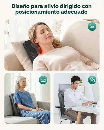 Vista 7 de Snailax Masajeador de cuello y espalda con calor, almohada de masaje Shiatsu 4D para el dolor