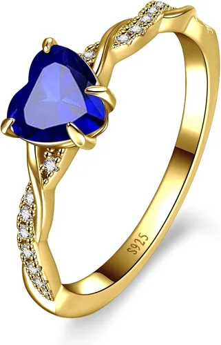 Vista 16 de Yaresul Anillo de promesa de corazón de 1.25 quilates para mujer, anillos Plata de ley 925 de zafiro creado