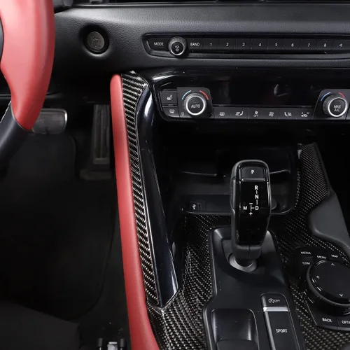Vista 4 de Daeiclru Tira decorativa de fibra de carbono real para palanca de cambios de automóvil para Toyota Supra GR A90 A91 MK5 2019-2022, tira de ajuste