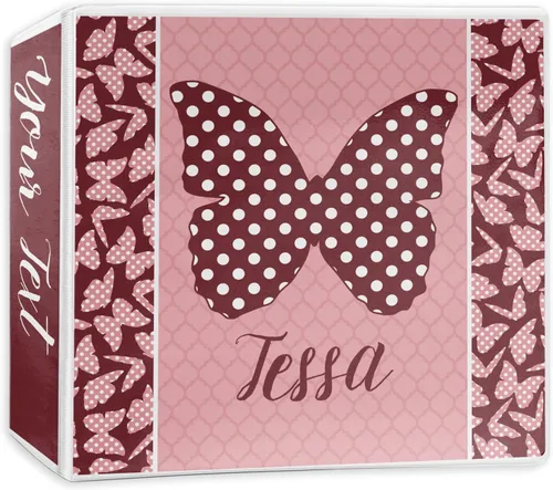 Vista 9 de Carpeta personalizada de 3 anillas con diseño de mariposas y lunares, 1 pulgada