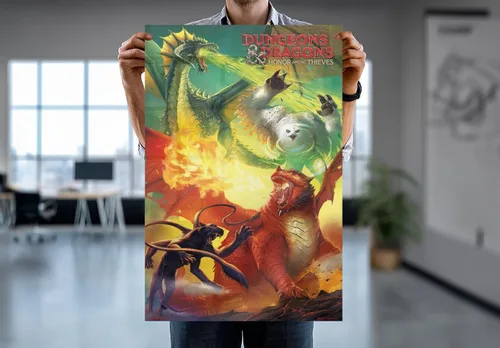 Vista 7 de Dungeons & Dragons: Honor Among Thieves - Fantasy Poster (Dragon Battle) (Size: 24" x 36") (Laminated Poster)