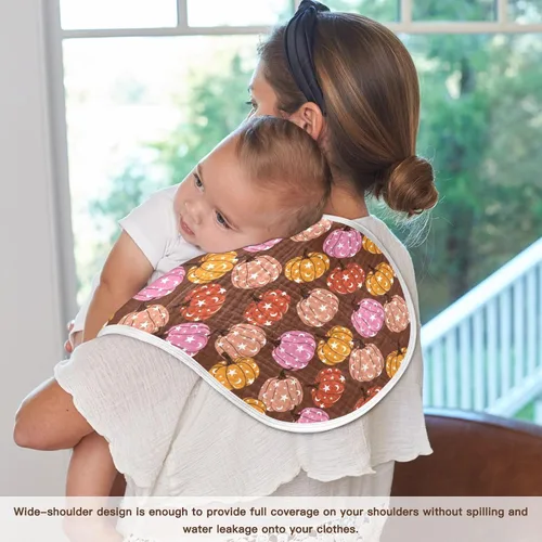 Vista 5 de Muslin Baby Burp Cloths, Retro Pumpkin 70s Hippie Muslin Washcloths Baby Bibs Rags Comfy Soft Absorbent in for Newborn Boys and Girls 4 Piece 22 x