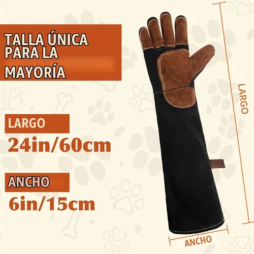 Vista 7 de HANDLANDY Guantes de manejo de animales, a prueba de mordeduras para manejo Negro marrón