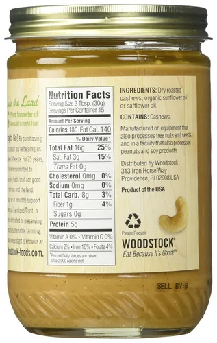 Vista 2 de Woodstock Mantequilla de anacardo - Sin sal - Caja de 12 - 16 oz.