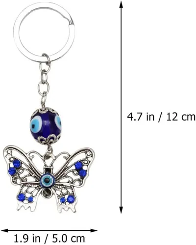 Vista 5 de VALICLUD 6 llaveros de mal de ojo de mal de ojo de la suerte con dije de mariposa, llavero