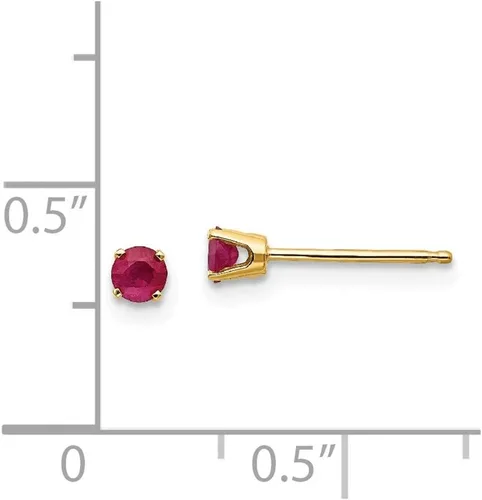 Vista 3 de Pendientes de oro amarillo de 14 quilates 0.118 in juliorubí, Piedra Oro amarillo Platino, Rubí