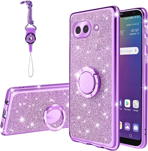 Vista 40 de Funda compatible con Google Pixel 6 Pro para mujer, con purpurina, suave, elegante, transparente, TPU de lujo, bonita funda protectora con correa