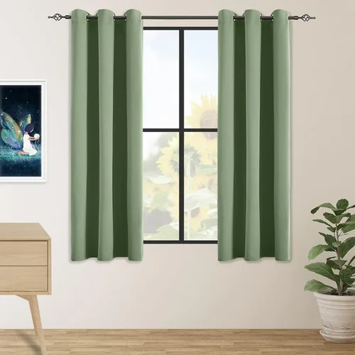 Vista 60 de Cortinas opacas para dormitorio, con aislamiento térmico y bloqueo de luz, para oscurecer la habitación, cortinas con ojales sólidos para ventana