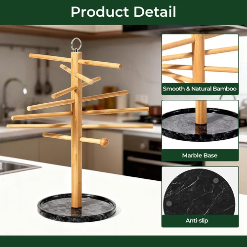 Vista 6 de Escurridor de pasta con varita de transferencia y 7 barras, estante de secado de fideos fácil de transferir para secar pasta y cocinar, diseño