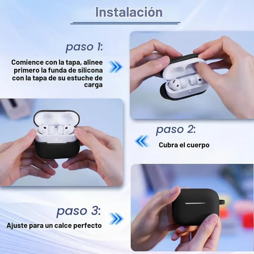 Vista 4 de MATEPROX Funda compatible con AirPods Pro 3 con llavero/correa de mano, Airpod Pro de 3ª generación [2025] Funda protectora de silicona a prueba