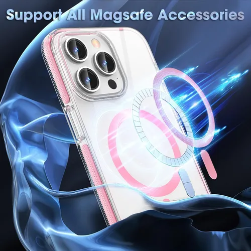Vista 2 de MATEPROX Fundas magnéticas transparentes para iPhone 15 Pro Max, compatibles con MagSafe, transparente, a prueba de golpes, delgada, a prueba