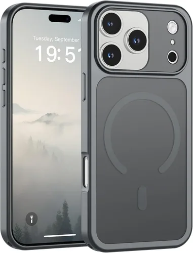 Vista 55 de SUPFINE Funda magnética para iPhone 11 Pro Max (compatible con MagSafe) (protección contra caídas de grado militar), delgada, translúcida mate, a