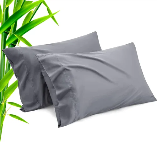 Vista 27 de Fundas de almohada tamaño estándar paquete de 2, fundas de almohada de rayón de bambú refrescantes con cierre de sobre, fundas de almohada frescas