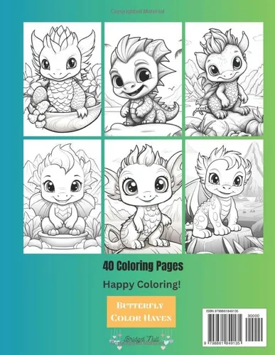 Vista 2 de Cute Dragons Coloring Book 50 Adorable Dragons Coloring Pages for all ages, Relaxation, Stress Relief
