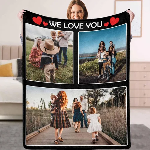 Vista 11 de YESCUSTOM Manta personalizada de collage de fotos para mejor amiga o mejor amiga, mantas con imagen personalizada con texto en inglés "To My