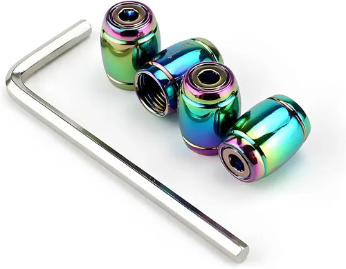 Vista 9 de Tapones deportivos para válvula de neumático, 4 tapas de vástago de válvula de rueda de aluminio con diseño antirrobo, tapa de aire a prueba de Negro