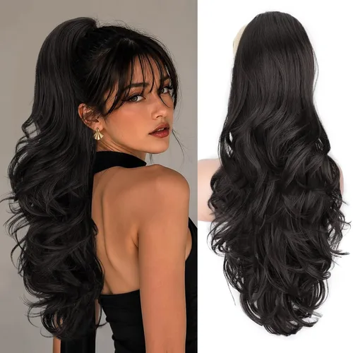 Vista 11 de Extensión de cola de caballo rubio, extensión de cola de caballo con cordón de 20 pulgadas para mujeres, extensiones de cabello de cola de caballo